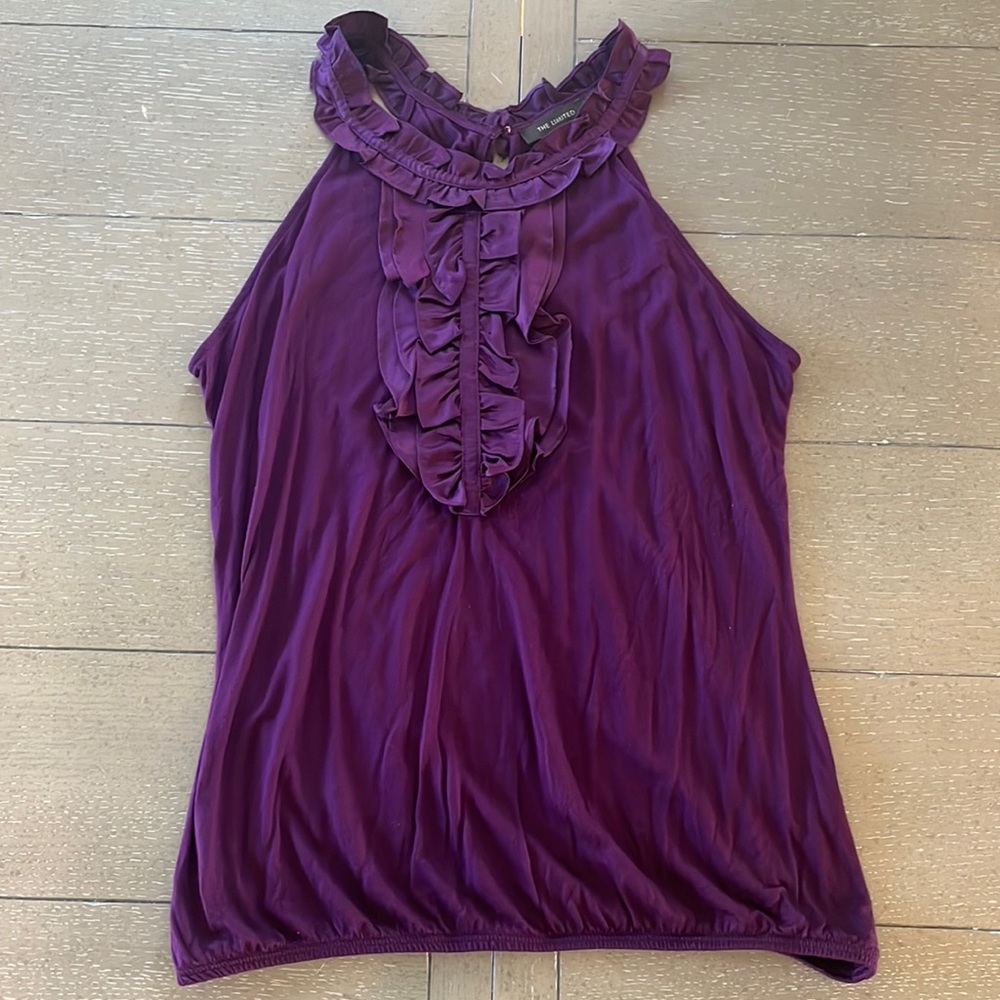 The Limited Purple Sleeveless Blouse Ruffle Detail